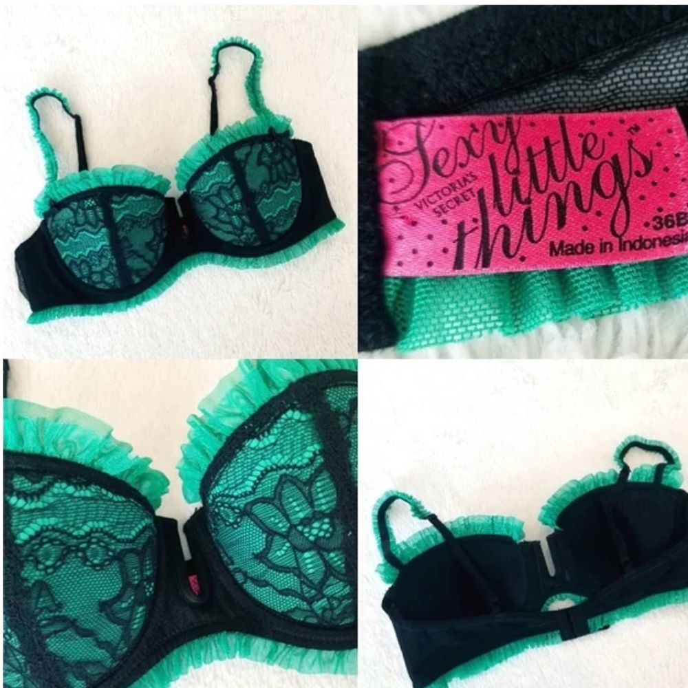 Victoria's Secret Lace Bra - Black and Green